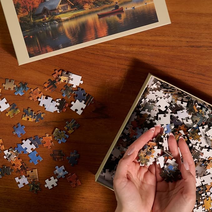 Serene Cottage Jigsaw Puzzle for Adults – 1000 Piece Puzzle with Bonus Poster Included, Unique Design & Vibrant Colors