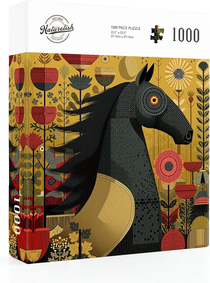 Vibrant Equine Art Horse Jigsaw Puzzles for Adults 1000 Pieces, Difficult Puzzles Perfect for Game Night, Great Gift Idea, Size 22.5 x 22.5 in