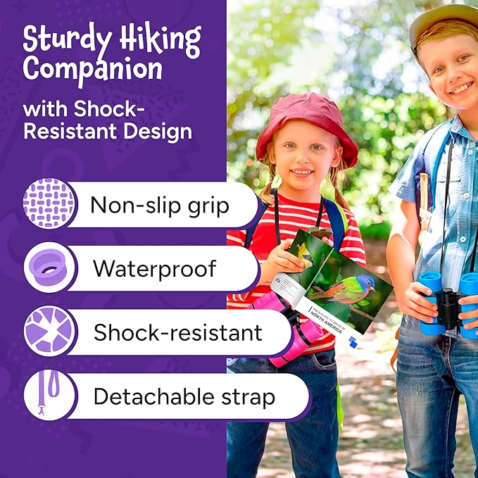 Think Peak Green Binoculars Science Toy for Kids Ages 3-12 Years - Real Compact Outdoor Adventure & STEM Educational Nature Hiking Explorer for Bird Watching, Camping Children’s Birthday Gift