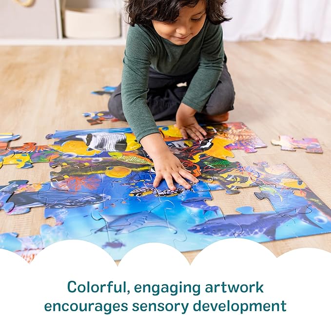 Melissa & Doug Underwater Ocean Floor Puzzle, 48 pc Jumbo Jigsaw Puzzle, Educational Screen Free Activity for Toddler, Preschoolers and Kids Ages 3+ (2 x 3 Feet) - FSC Certified