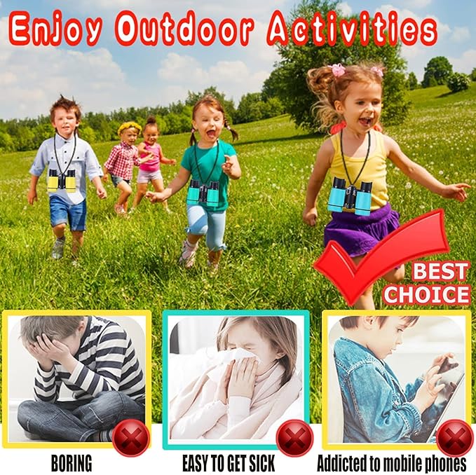 Binoculars for Kids Best Gifts for 3-12 Years Boys Girls High-Resolution Optics Shockproof Mini Kids Binoculars Toys Folding Small Telescope for Bird Watching Camping Outdoor Play