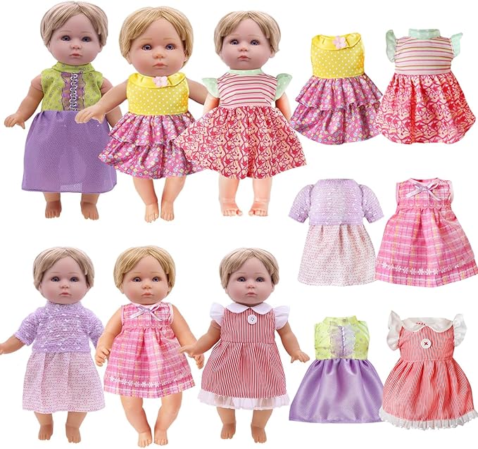 Girl Doll Clothes - 6 Complete Set 12 Inch Dolls Clothing Accessories for 12 13 14 Inch Dolls Clothes