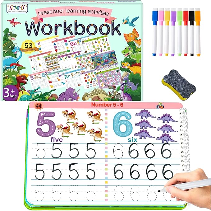 ALIANFLY Preschool Learning Activities Educational Workbook - Toddler Prek Montessori Handwriting Practice Activity Tracing Toys Busy Book for Kids, Autism Learning Materials and ABC Learning Book