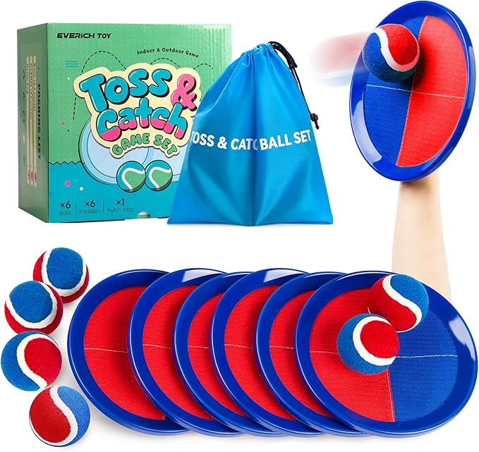 EVERICH TOY Upgraded Toss and Catch Ball Game Set, Easter Basket Stuffers Outdoor Games for Kids Toys, Beach Pool Toys Outside Family Yard Games Easter Gifts for Boys Girls 3 4 5 6 7 8-12 Years Old