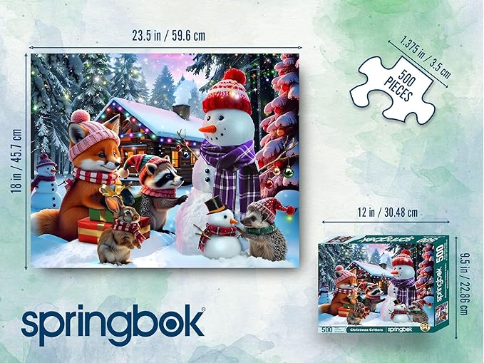 Springbok Christmas Critters 500 Piece Jigsaw Puzzle for Adults and Family - Unique Cut Pieces - Made in USA