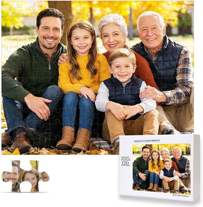 Custom Puzzle from Photo, Personalized Puzzle for Adults 120/200/300/500/1000 Pieces, Customized Jigsaw Puzzle Gift for Family, Wedding, Friend