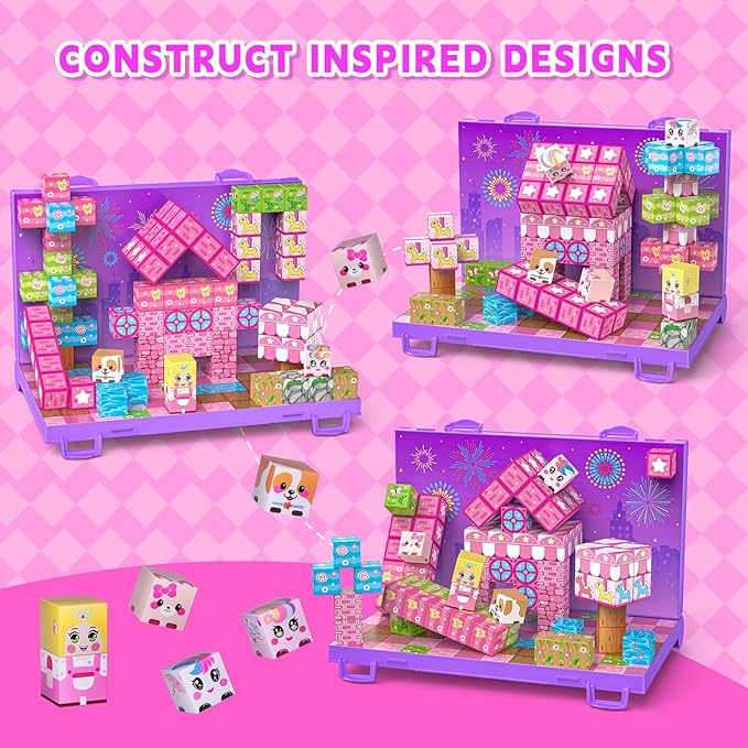 Magnetic Blocks, Magnetic Building Blocks,STEM Constructions Magnet Blocks for Kids, Boys and Girls Age 3+ Years Old, Building Toys Gifts for Kids 84PCS 1" Large Size