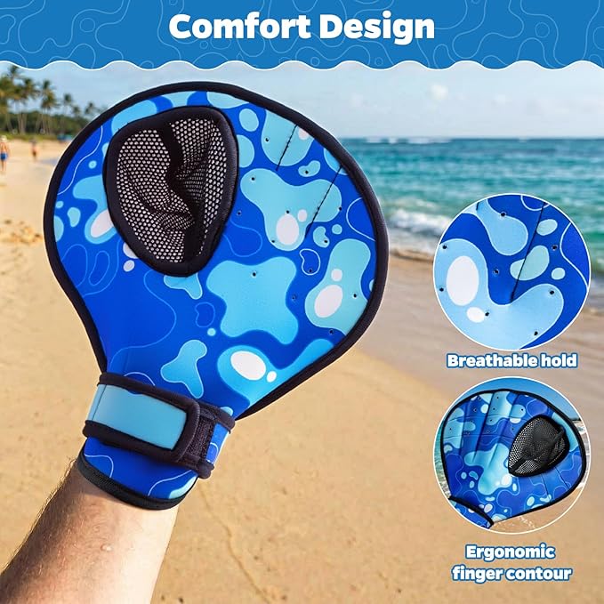 Ayeboovi Water Baseball Gloves Bouncing Ball Set for Beach Toys Pool Games,2 Baseball Style Glove for Catch Skipping Ball, Birthday Gift for Boy Girl Kid Age 8-12 & Adult Teen, Blue