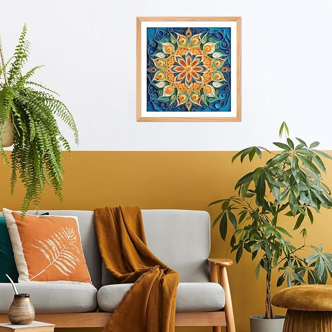 Jigsaw Puzzles for Adults 1000 Pieces, Floral Mandala Art Bohemia Square Challenging Game for Family Activity Home Decor, 22.5x22.5 Inches, Mandala Flowers