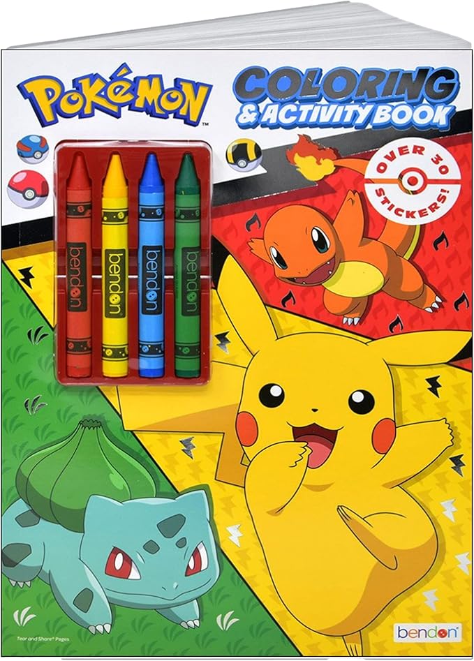 Bendon Pokemon Stickers Activity Set with Pokemon Coloring Book with Stickers, Reward Sticker Set, Craft Door Hanger