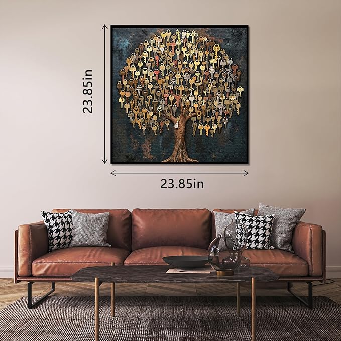 Key Tree Puzzles for Adults 1000 Pieces, Tree of Life Jigsaw Puzzles, Vintage Nature Plant Puzzles as Home Decor