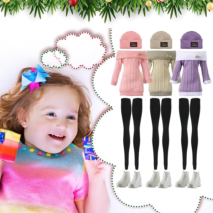 Geyoga 12 Pcs Doll Clothes and Accessories for 12 Inch Summer Dolls Sweater Pants Shoes Hat Outfits Doll is Not Included(Pink, Purple, Beige,12 Inch)