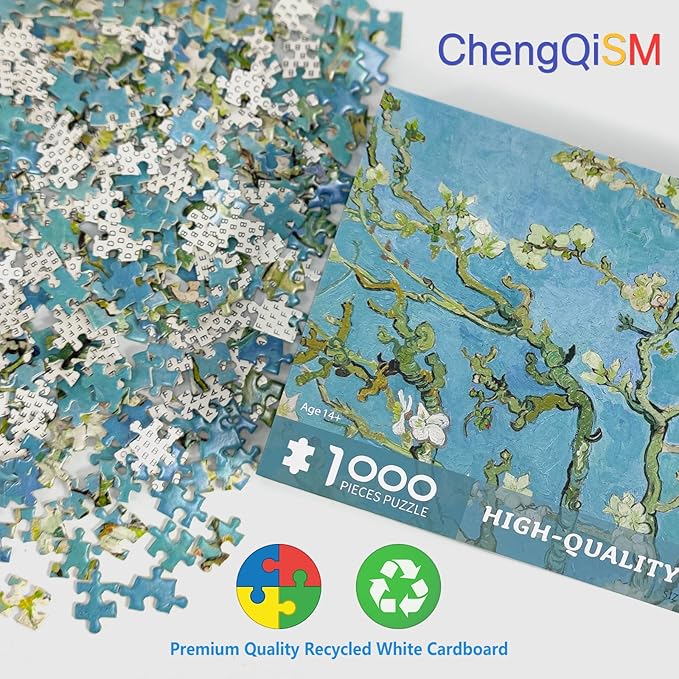 1000 Piece Puzzle for Adults, Almond Blossoms Jigsaw Puzzles 1000 Pieces with Letters on Back, Impossible Difficult Puzzles for Adults Seniors Teens Challenging Gift, Finished Size 27.6 x 19.7 inches