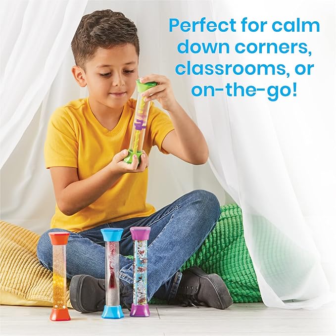 hand2mind Sensory Fidget Tubes, Sensory Toys, Travel Toys, Quiet Fidgets for Classroom, Calm Down Corner Supplies, Anxiety Relief Items for Kids, Toddler Stocking Stuffers, for Kids