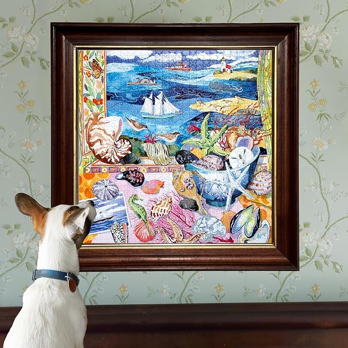 eeBoo 1000 Piece Puzzle - Seashells by The Shore Jigsaw Puzzle for Adults, Square 23" x 23" Made with Recycled Board & Vegetable-Based Ink