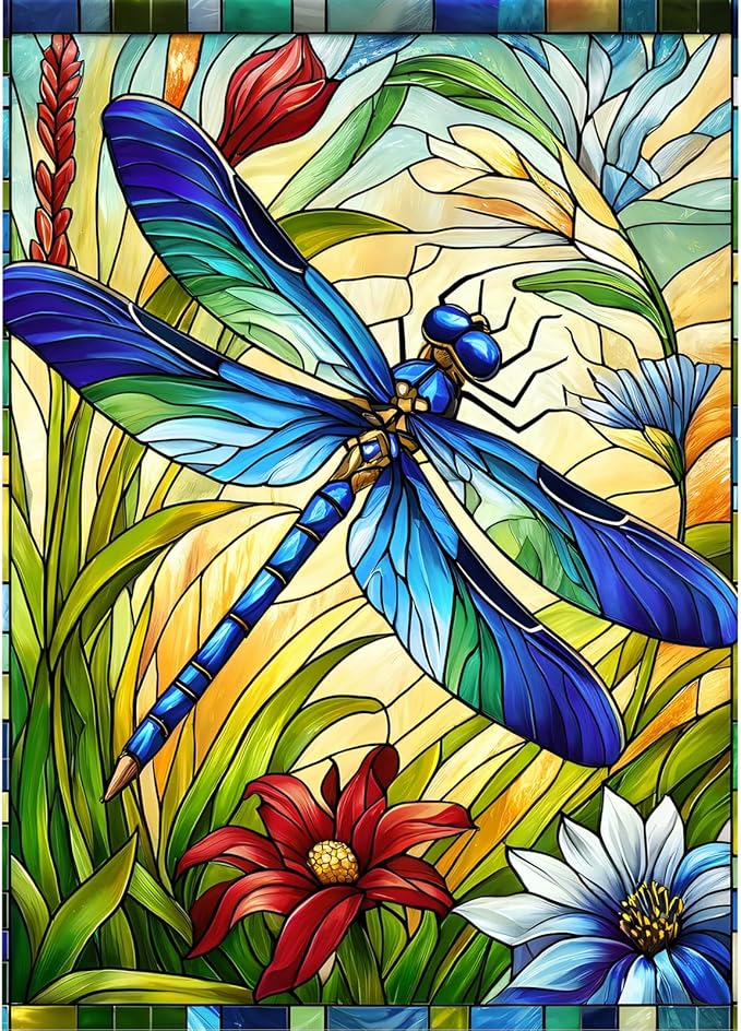 Sutinban Stained Glass Dragonfly 500 Piece Puzzles for Adult, Colorful Flower Jigsaw Puzzle 500 Pieces, Impossible Challenging Adult Puzzles for Happy Family Time, Great Gift for Puzzle Lovers