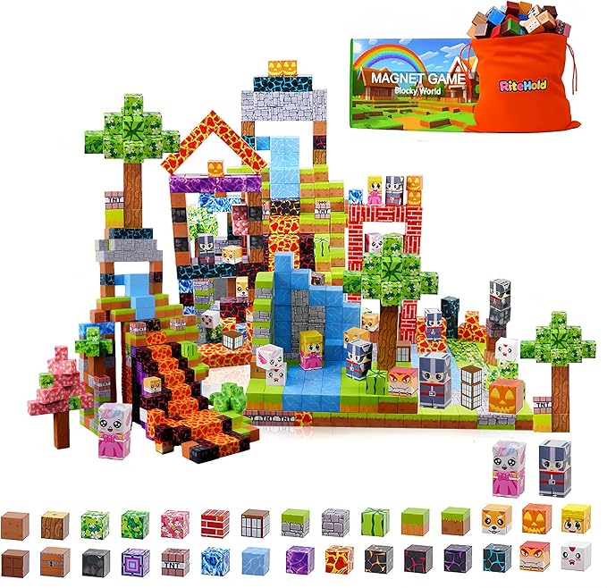 150 PCS Magnetic Building Blocks for Kids Magnet Build Cubes Toys Magnets STEM Montessori 0.8in Sensory Construction Game for Toddler Ages 3 4 5 6 7 8 9 10 Boys Girls Christmas Birthday Gifts