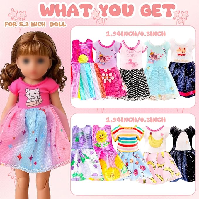 43 Pcs 18 Dresses and Accessories Mini Bunk Bed Travel Suitcase with 2 Pillows, 10 Hangers,1 Sunglasses, 1Headset, Pink Computer Set