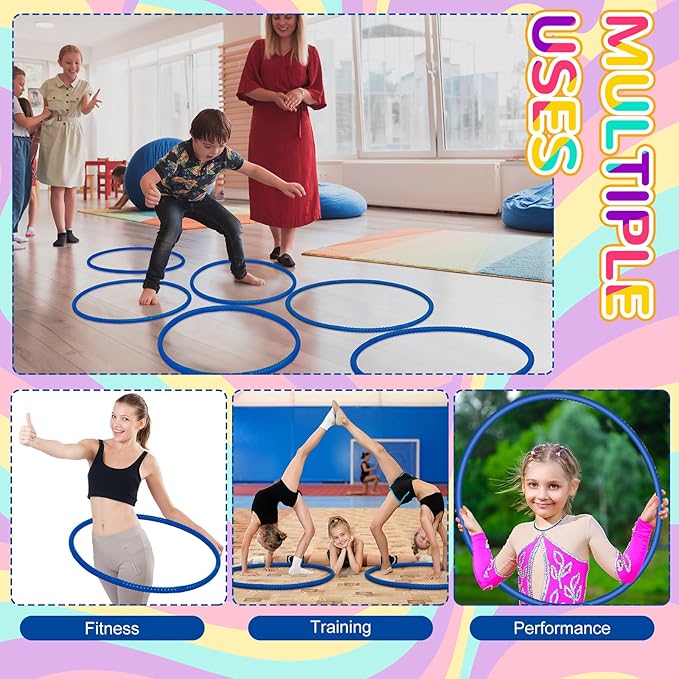 2 Pcs Toy Hoop Exercise Hoop Detachable Adjustable Plastic Toy Ring Playground Equipment for School Colored Circles Exercise Ring for Teens Dog Agility Equipment(Royal Blue,20 Inch)