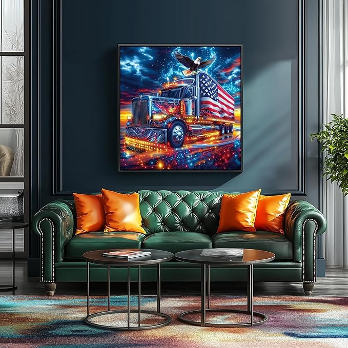 500 Piece Puzzles for Adults, 4th of July- Bald Eagles and Trucks Puzzle for Adults, Hard Challenge Art Jigsaw Puzzles, for Gifts Birthday Party Games Family, 20 * 20 inch Dust Free Puzzle