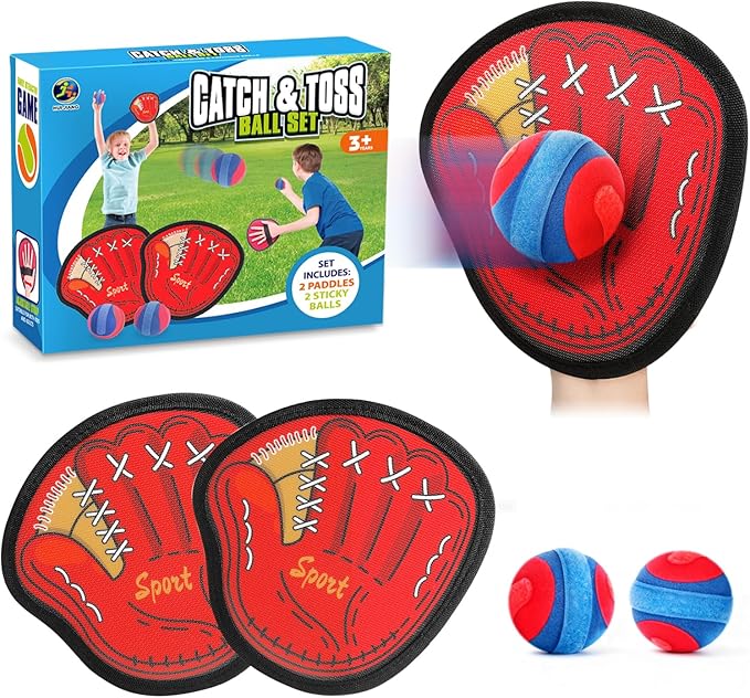 DISHIO Toss and Catch Ball Game Outdoor, Yard Games Beach Toys Pool Toddler Baseball Glove & Catch Ball Toys