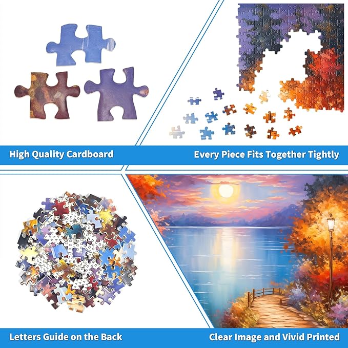 1000 Piece Puzzle for Adults, Moonlight Path Puzzles for Adults 1000 Pieces Rural Scene Jigsaw Puzzles 1000 Pieces Country Night Puzzle 1000 Pieces Nightscape Oil Painting Puzzle for Seniors Teens