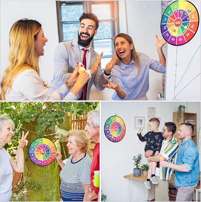 Hungdao 3 Sets Carnival Games Combo Set, Dart Board with Balls Plastic Cones Ring Bean Bags Toss Game for Boys Girls Adults Family Birthday Yard Indoor Outdoor