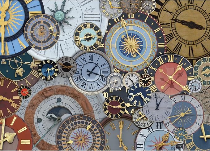 Jigsaw Puzzles for Adults 1000 Pieces, Clocks Interlock Perfectly Letter on Back No Dust, Home Decor Birthday Party Toy for Men Women Elders Seniors (27.5"x19.6"), 1:1 Poster