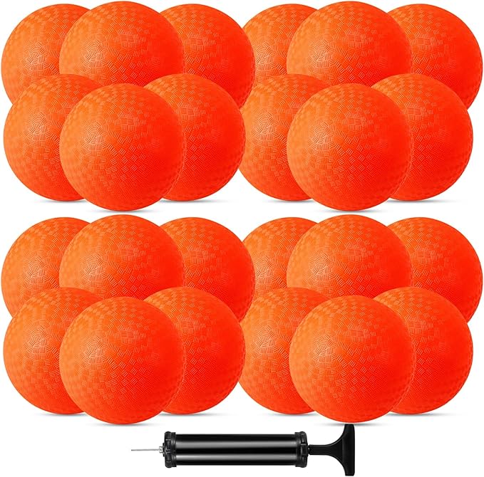 24 Pcs Playground Balls,6 Inch Inflatable Dodge Balls,Sport Bouncy Balls with a Hand Pump,Dodgeball Balls for Indoors Outdoors Ball Games,Gym,School,Camps,Picnic