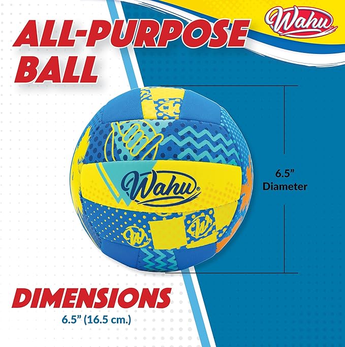 Wahu 100% Waterproof All-Purpose Pool Ball for Beach Volleyball, Soccer, and More, 6.5" Round Water Ball for Beach and Pool Sports Games