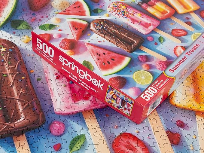 Springbok Summer Treats 500 Piece Jigsaw Puzzle for Adults - Colorful Popsicles - Unique Cut Pieces - Made in USA