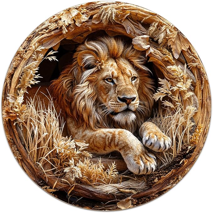 Fall Lion Puzzles for Adults 1000 Pieces, Jigsaw Puzzles 1000 Pieces for Adults, Fun Puzzles with Letters On Back, Challenging Game Toys, Family Decoration Puzzle (26.5 * 26.5in)