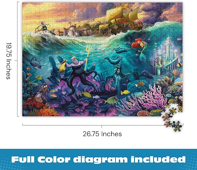 Buffalo Games - Thomas Kinkade Disney Ursula 1000 Piece Puzzle Silver Select Premium Jigsaw Puzzle with Full Color Reference Poster