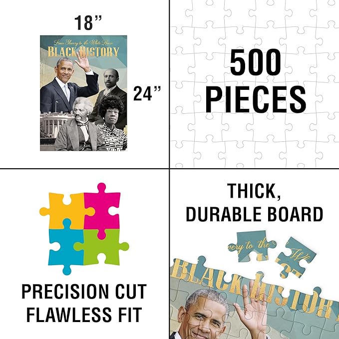 African American Expressions - from Slavery to The White House Black History Puzzle – 500-Piece African American Jigsaw Puzzle for Adults | Inspiring Cultural Journey