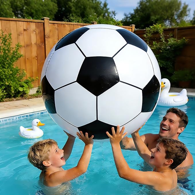 3-Pack Giant Inflatable Soccer Balls (24", 28", 40")，Giant Inflatable Football Large Sport Balls Huge Beach Balloons Oversized Soccer Party Favors Outdoor Activity Pool Decoration