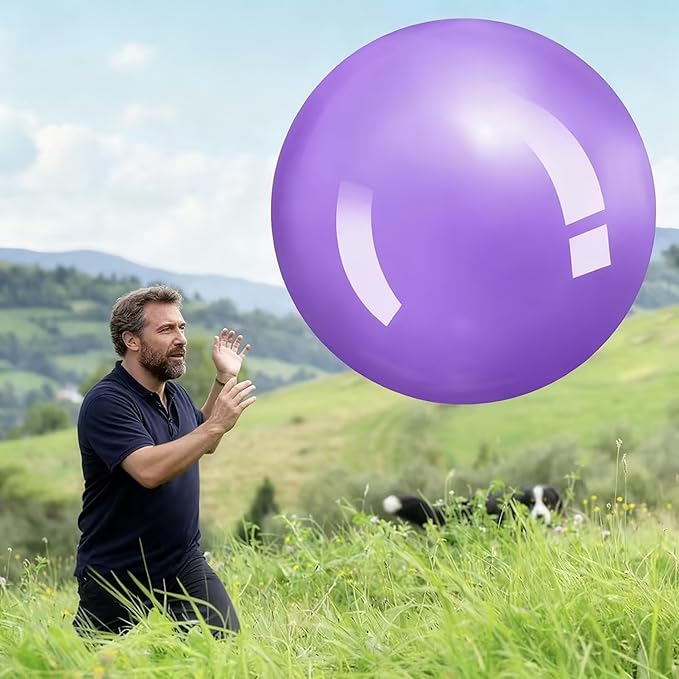 Jenaai 2 Pcs 30 Inch Large Bouncy Balls Giant Inflatable Rubber Kickballs Big Outdoor Exercise Jumping Hopping Ball for Outdoor Activity Sports Party Decor(Red, Purple)