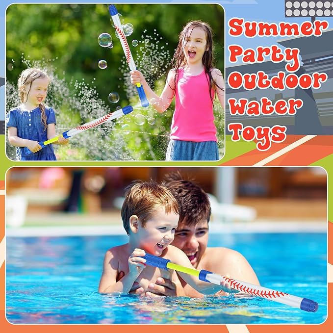 12 Pack Baseball Sport Water Gun Party Favors 15.75 in Summer Water Shooter Blasters Gun Toys for Kids Summer Outdoor Swimming Pool Backyard Beach Games