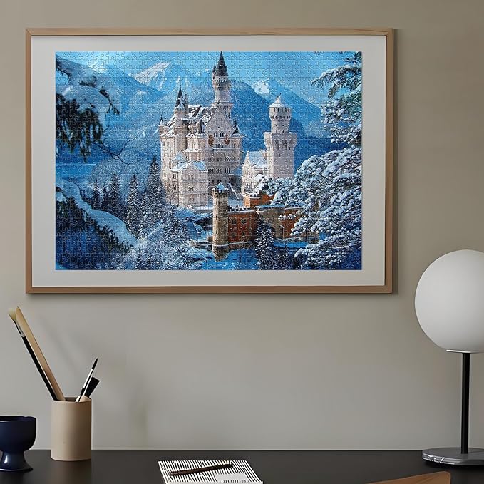 1000 Piece Jigsaw Puzzles for Adults Teens Kids - Fine Art Challenging, Swan Stone Castle 1000Pcs Puzzle, Family Game Gift, Size 27"x20"