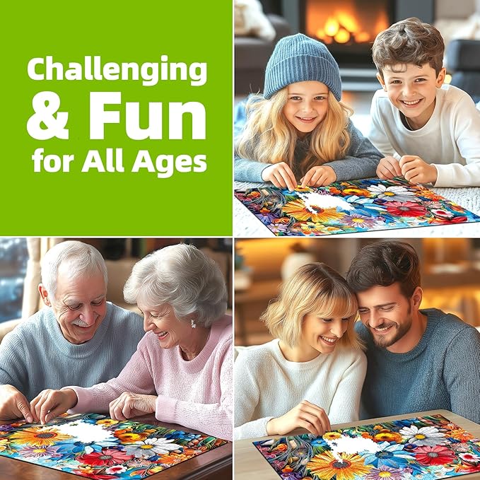 MINIWAN 500 Piece Puzzles for Adults - Vibrant Quilled Paper Art Floral Jigsaw Puzzle, 23x15 Inches with Unique Shaped Pieces for Relaxation & Home Wall Decor