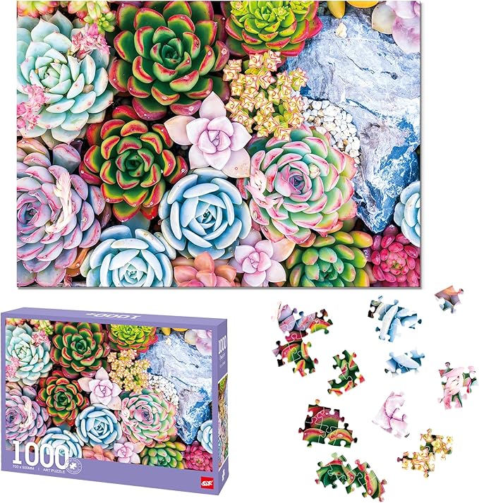 1000 Piece Jigsaw Puzzle for Adults - Succulent Plant Design,Perfect for Family Fun and Gift Giving - Finished Puzzle Size is 26.75 x 19.75