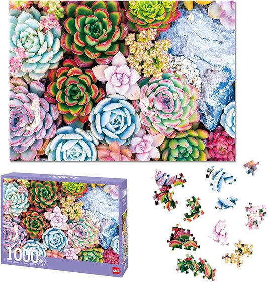 1000 Piece Jigsaw Puzzle for Adults - Succulent Plant Design,Perfect for Family Fun and Gift Giving - Finished Puzzle Size is 26.75 x 19.75