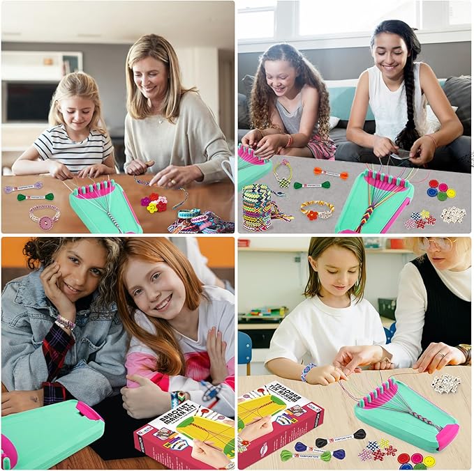 Friendship Bracelet Making Kit for Girls Ages 8-12, Kids Jewelry Making Kit with 28 Pre-Cut Threads and Letter Beads, Arts and Crafts for Kids, Birthday Easter Gifts for 6 7 8 9 10 11 12 Year Old