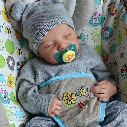 FOCKOF Realistic Reborn Baby Dolls Boy 17-Inch Realistic Baby Doll Soft Cloth Body Lifelike Babe Newborn Babe Dolls Accessories for 3+ Years Old (Blue)