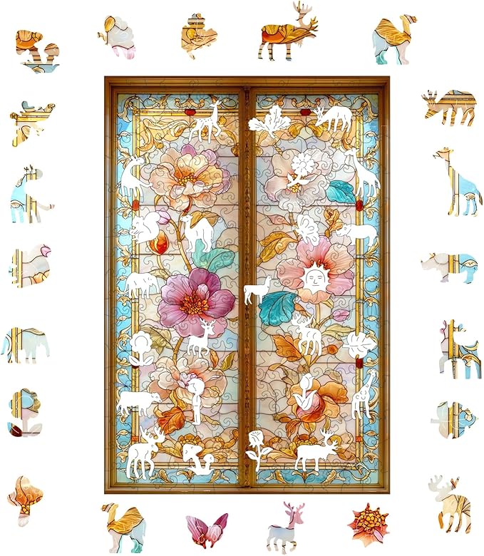 Pikoqunc Wooden Puzzles for Adults,200 Pieces 12.8x8.7 Inches,Vintage Floral Gate Laser-Cut Jigsaw with Premium Smooth Finish,Relaxing Art Puzzle and Elegant Wall Décor Gift for Friends and Family