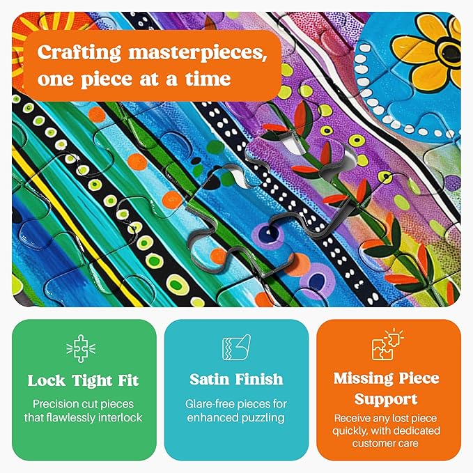 Cross & Glory - Daisy Streets and Rainbow Skies - 1000 Piece Jigsaw Puzzle for Adults | Abstract Cityscape Puzzle | 20x27 Inches | Flower Puzzles