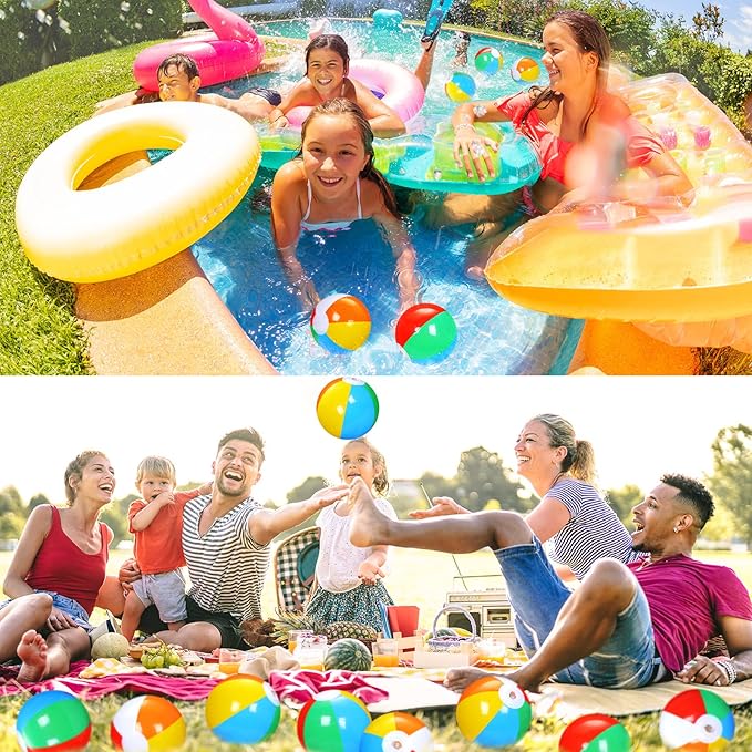 Honoson 50 Pack Mini Beach Balls for Kids 5 Inch Small Inflatable Beach Balls Bulk for The Pool Birthday Party Favors Classic Rainbow Color Blow up Tiny Toy for Summer and Water Games(50 Pack)