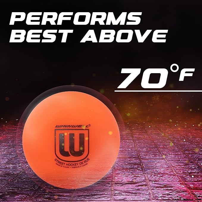 Winnwell Sports Street Hockey Balls - Indoor & Outdoor Balls with Storage Bag - Ideal for Road & Street Hockey Games 65mm & 50 Gram Weight