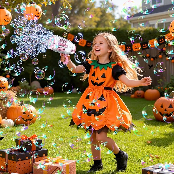 Bubble Machine Automatic Bubble Gun, Summer Beach Bubbles Blower Outdoor Kids Toys for Boy Girl Age 3 4 5 6 7 8 9 10 11 12 Year Old, Birthday Wedding Party Christmas Favors(No Dip)