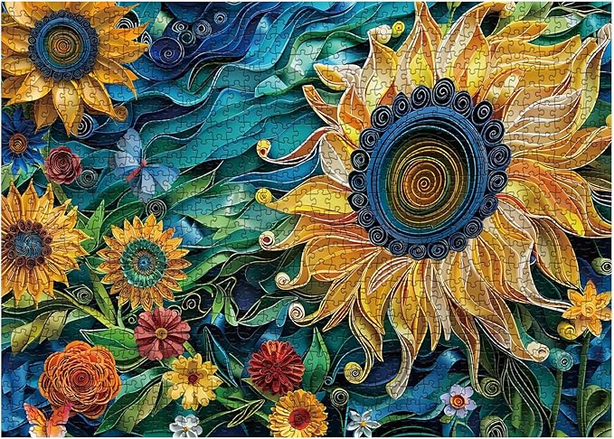 Sunflower Puzzles for Adults 1000 Pieces, Colorful Flower 3D Plant Jigsaw Puzzles Nature, Christian Beautiful Paper Floral Garden Puzzle