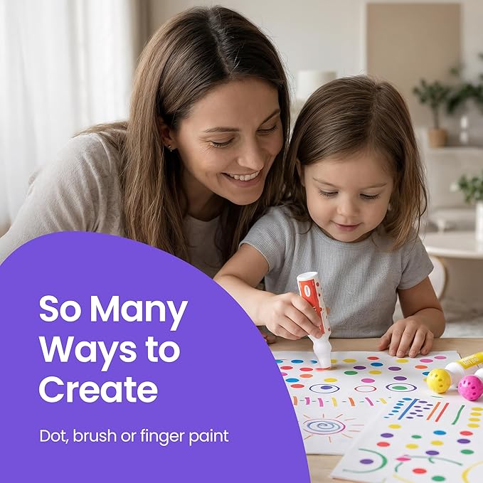 Darice Washable Dot Markers for Toddlers, 12 Colors (40ml 1.35oz) Paint Marker Dot Art Set, Water Based Non-Toxic Bingo Daubers for Kids